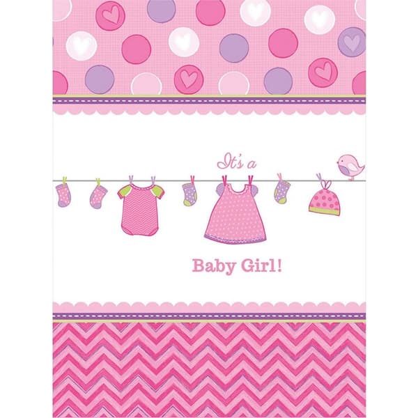 Amscan It´s A Baby Girl Paper Love Party Table Cover Pink/White One Size
