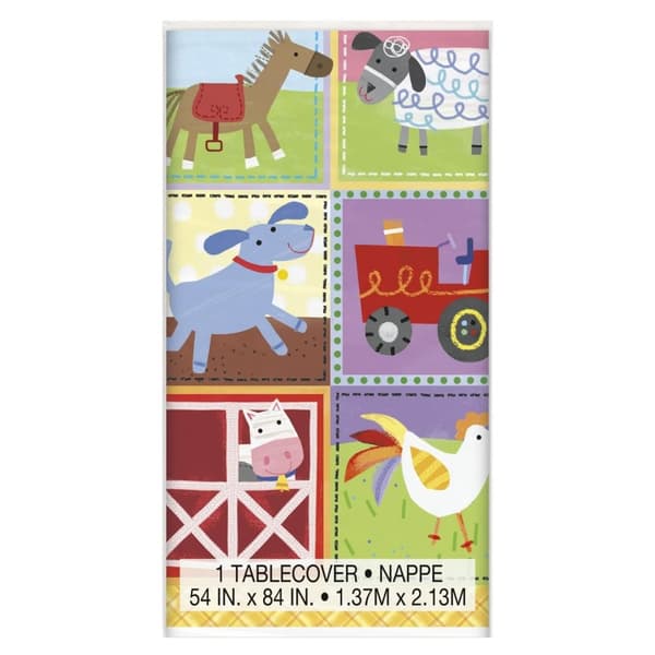 Unique Party Plastic Farm Animals Party Table Cover Multicoloured One Size