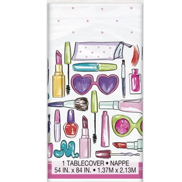 Unique Spa Plastic Cosmetics Party Table Cover White/Multicoloured One Size