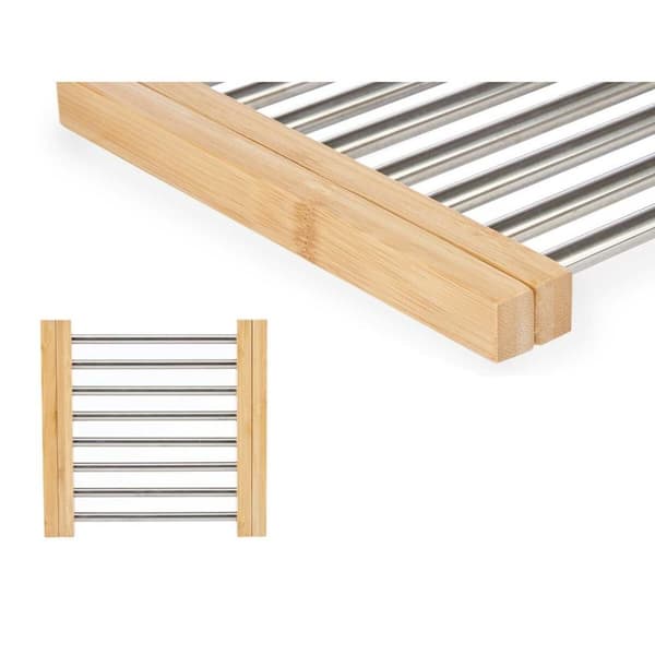 Bordsunderlägg Kinvara 90951 Silvrig Metall Bambu 36,4 x 2,2 x 21,3 cm (6 antal)