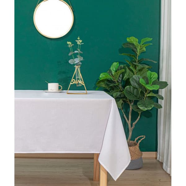 Vanlig vit rektangulär fläckbeständig duk 145 x 240 cm