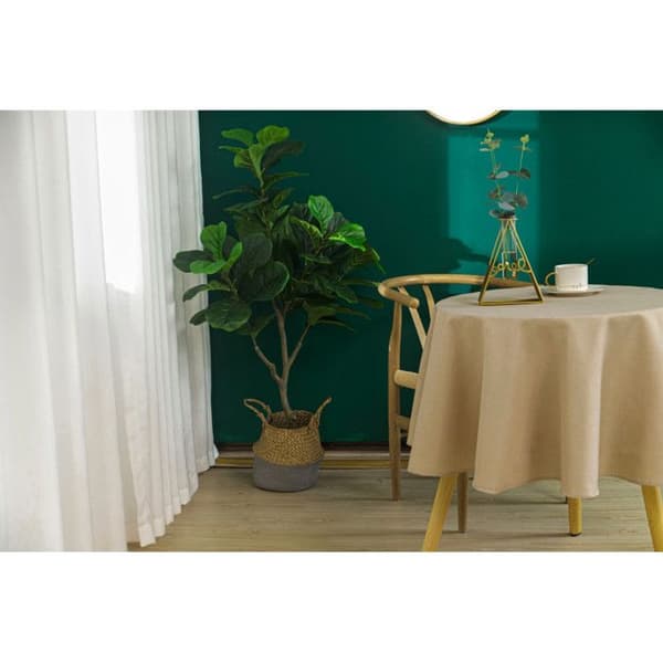 Enfärgad beige rund duk mot fläckar 160 cm