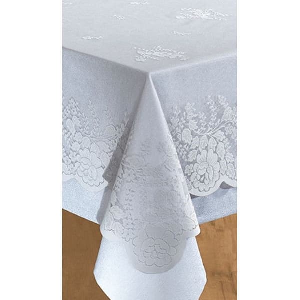 Fläckbeständig duk - Duk + Grå överlägg - Rektangulär duk 150 x 220 cm + Spetsöverlägg 140 x 210 cm