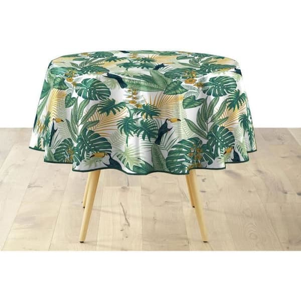 Rund duk i PVC - INOMHUSMYS - Guyana - Växttryck - Grön - D 160 cm