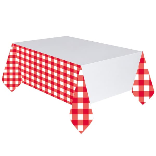 Amscan Plastic Gingham Party Table Cover Red/White One Size