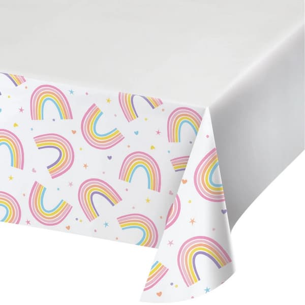 Creative Converting Paper Rainbow Party Table Cover (Pack of 8) White/Multicoloured One Size