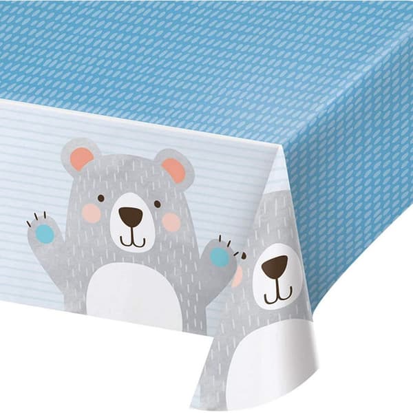 Creative Party Plastic Bear Birthday Party Table Cover Blue/Grey One Size