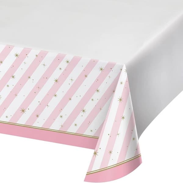 Creative Party Oklahoma Sooners Plastic Striped Party Table Cover Pink/White/Gold One Size