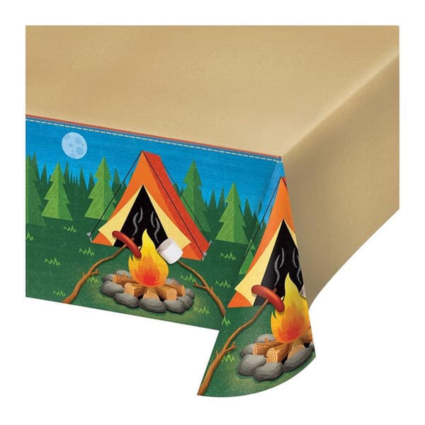 Creative Party Camp Out Plastic All-Over Print Party Table Cover Multicoloured One Size