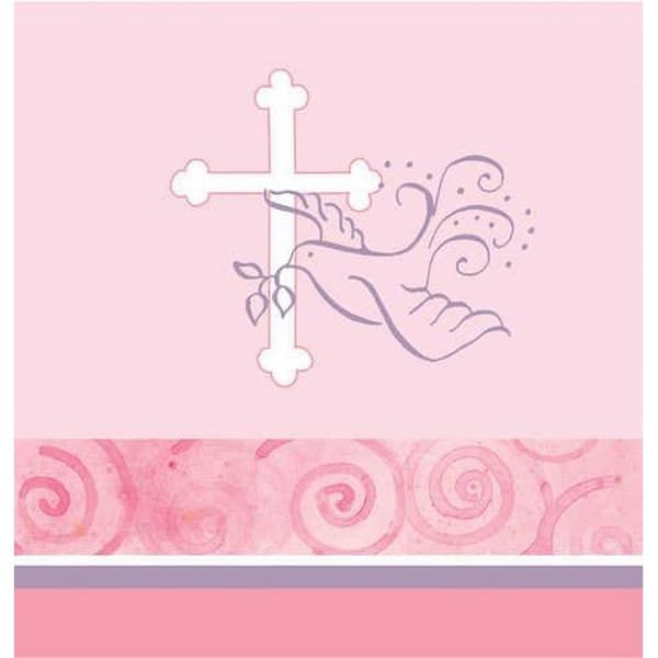 Creative Converting Faithful Plastic Dove Party Table Cover Pink/White One Size