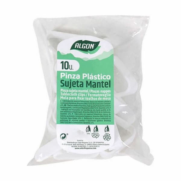 Borddug Clip Algon Sæt Hvid 10 Dele 3,90 x 1,30 x 5,50 cm (24 enheder)