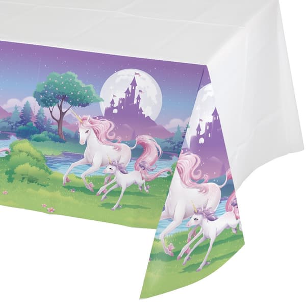 Creative Converting Unicorn Fantasy Plastic Bordered Party Table Cover