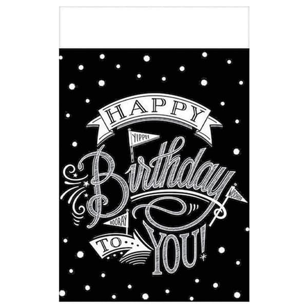 Amscan Happy Birthday To You Plastic Party Table Cover Black/White One Size