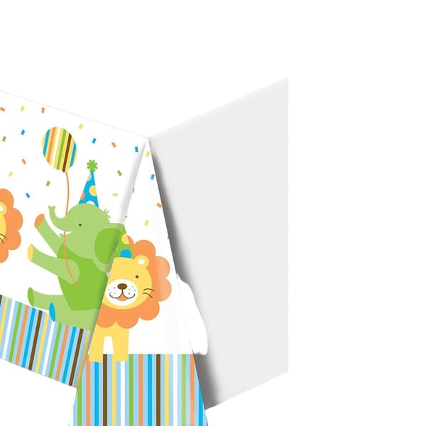 Creative Party Sweet At One Plastic Zoo Animals Party Table Cover Multicoloured One Size