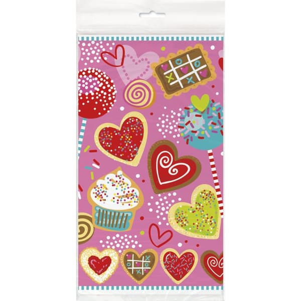 Unique Party Plastic Sweet Valentine Tablecloth Multicoloured One Size