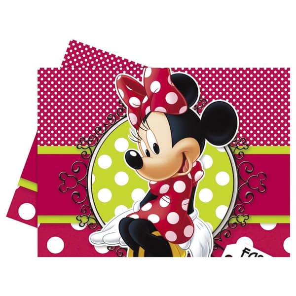 Disney Plastic Minnie Mouse Party Table Cover Red/Green/White One Size