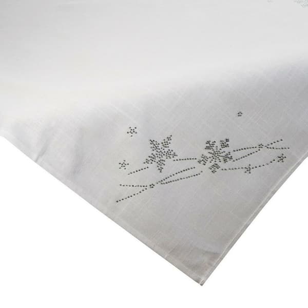 Juledug 85x85 Agata sølv snefnug pailletter Euro gardiner