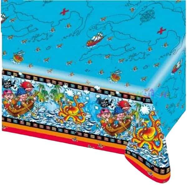Plastic Pirate Tablecloth Blue One Size