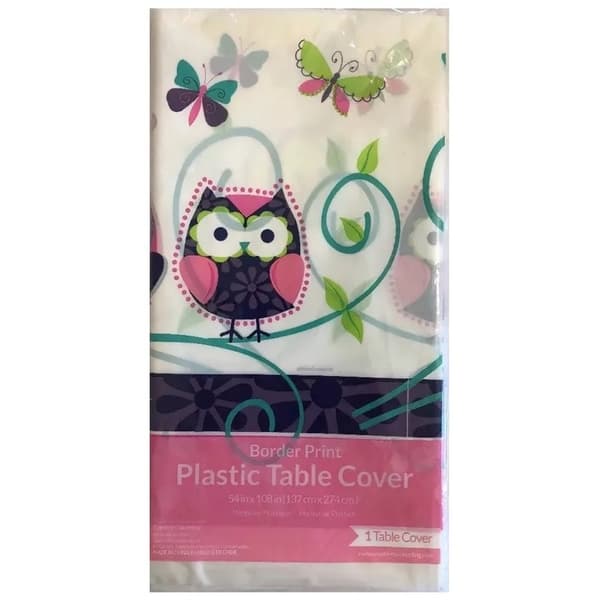 Creative Party Plastic Owl Party Table Cover White/Purple/Pink One Size