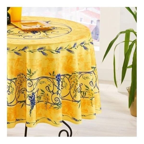 Rundduk - Provençale - Glycin - 100% Polyester - Gul - Fläckbeständig