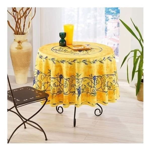 Rundduk - Provençale - Glycin - 100% Polyester - Gul - Fläckbeständig