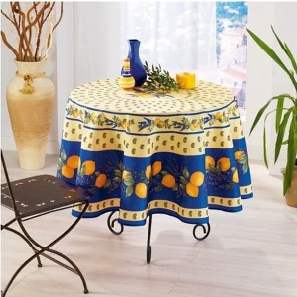 Runddukar - Provençalska - Citrongul - 180 cm - 100% Polyester - Fläckbeständigt