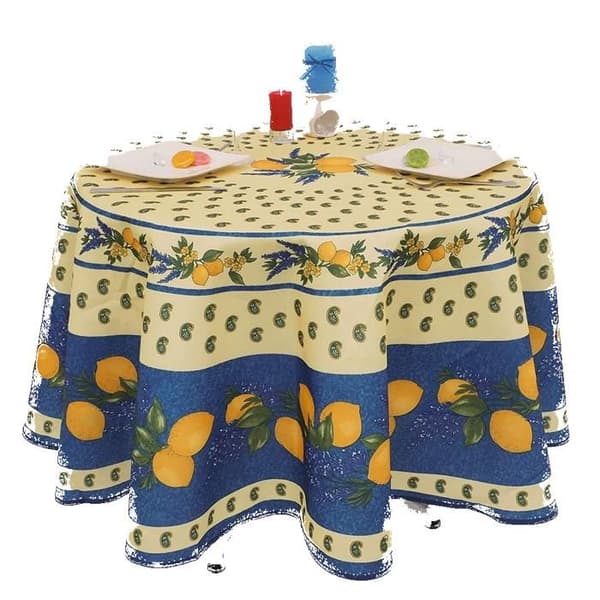 Runddukar - Provençalska - Citrongul - 180 cm - 100% Polyester - Fläckbeständigt