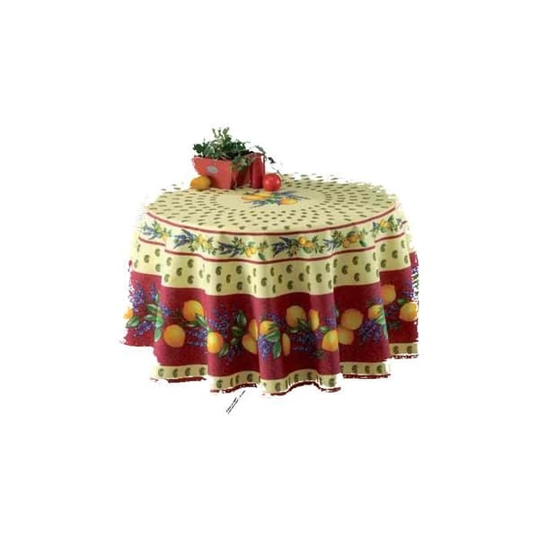 Rundduk - Provençalsk - Citron - 100% Polyester - Fläckavvisande - Maskintvättbar