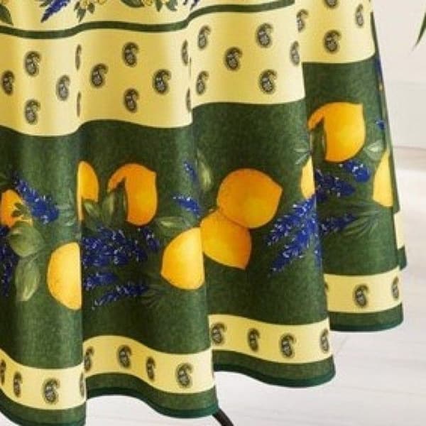 Rundduk - Provençalsk - Citron - 100% Polyester - Fläckavvisande - Maskintvättbar