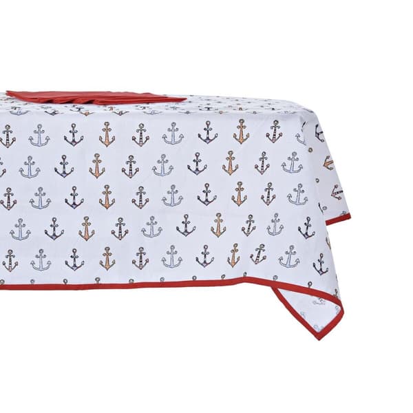 Dækketøj DKD Home Decor Blå Hvid Rød 150 x 150 x 0,5 cm (2 enheder)