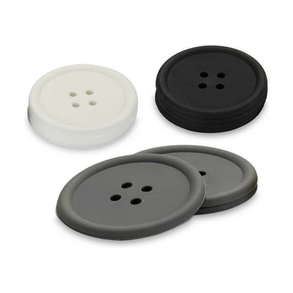 Varmebrikker Kinvara CH52542-13-D Hvid Sort Grå Silikone Knap 8,8 x 8,8 x 0,05 cm Sæt (24 enheder)