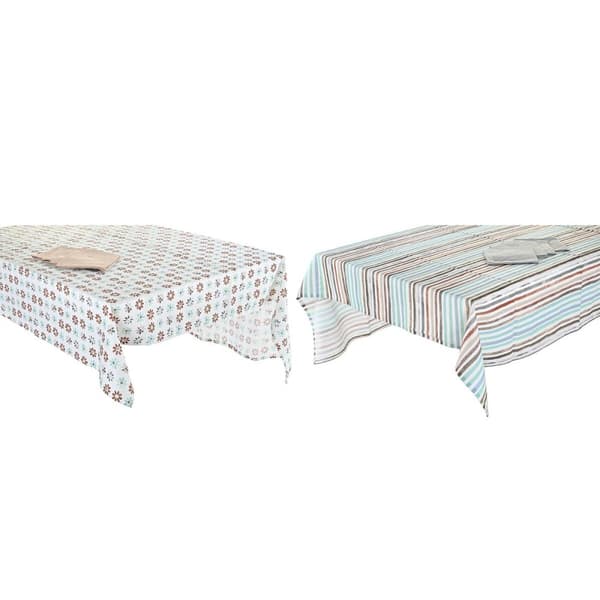 Duk og servietter DKD Home Decor 9 Deler 2 enheter 150 x 250 x 0,5 cm Grå Himmelblå