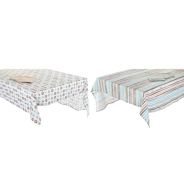 Duk og servietter DKD Home Decor 2 enheter 150 x 150 x 0,5 cm Grå Himmelblå