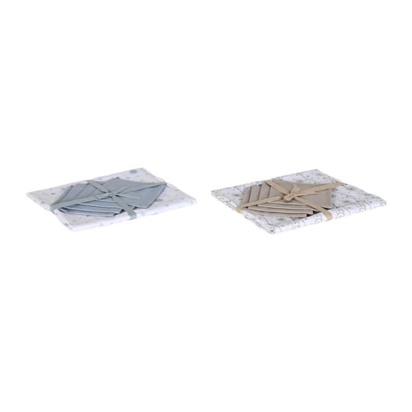Duk og servietter DKD Home Decor 150 x 150 x 0,5 cm Blå Brun Hvit (2 enheter)