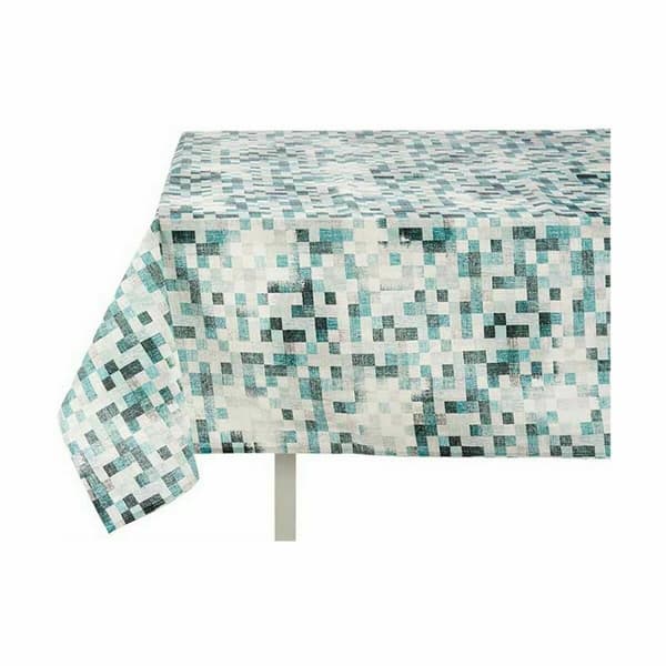 Bordduk Kinvara CUADROS-A Turkis Tynn duk 140 x 180 cm Antiflekker Rammer (6 enheter)