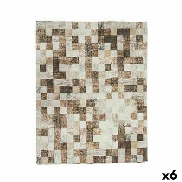Bordduk Kinvara CUADROS-B Beige Tynn duk 140 x 180 cm Antiflekker Rammer (6 enheter)