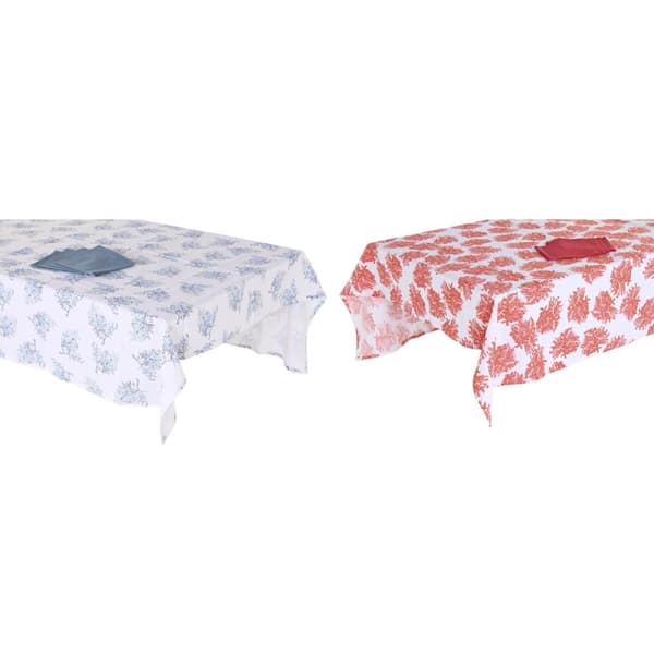 Pöytäliina ja lautasliinat DKD Home Decor 150 x 150 x 0,5 cm Sininen Fuksia (2 osaa)