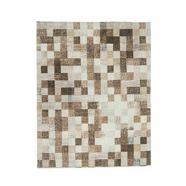 Pöytäliina Kinvara CUADROS-B Beige Paksu canvas 140 x 180 cm Tahroja estävä Kehykset (6 osaa)