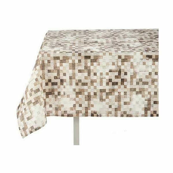 Pöytäliina Kinvara CUADROS-B Beige Paksu canvas 140 x 180 cm Tahroja estävä Kehykset (6 osaa)