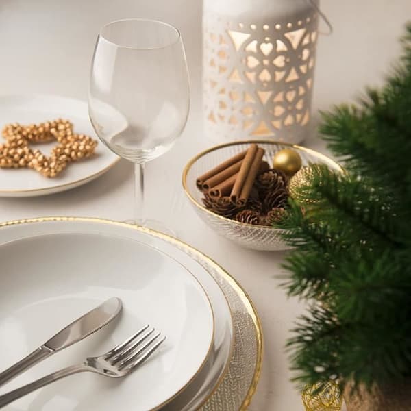 Servis - ZZZ - God Jul - 18 delar - Vit/guld - Äkta material