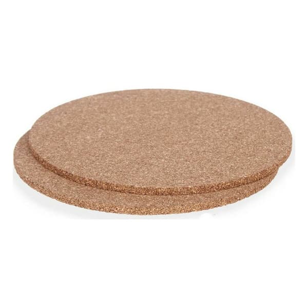 Set med bordsmattor Kinvara KT166139R Naturell Kork 18 x 0,5 x 18 cm Bordsunderlägg (12 antal)