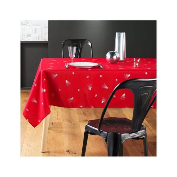 Rektangulär julduk - Fläckbeständigt / Vattentätt tyg - Silvergran - Olika storlekar - Röd - 150x240cm