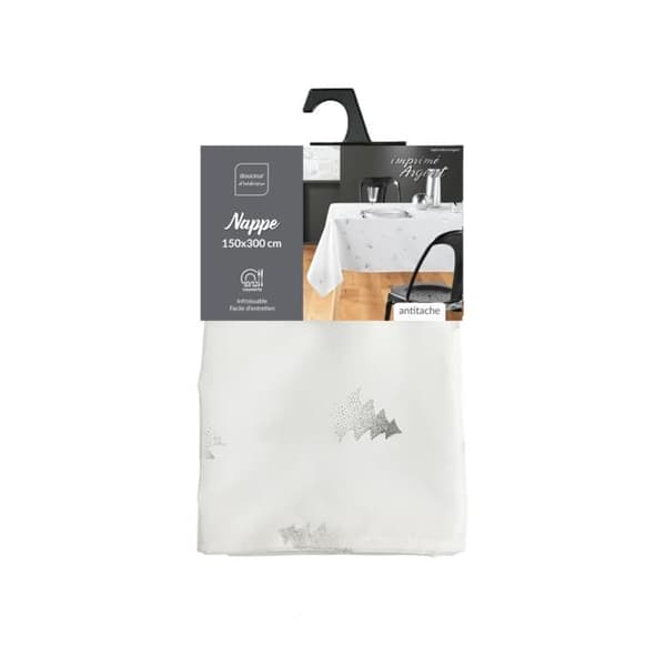 Rektangel julduk - Fläckbeständigt / Vattentätt tyg - Silvergran - Olika storlekar - Vit - 150x240cm