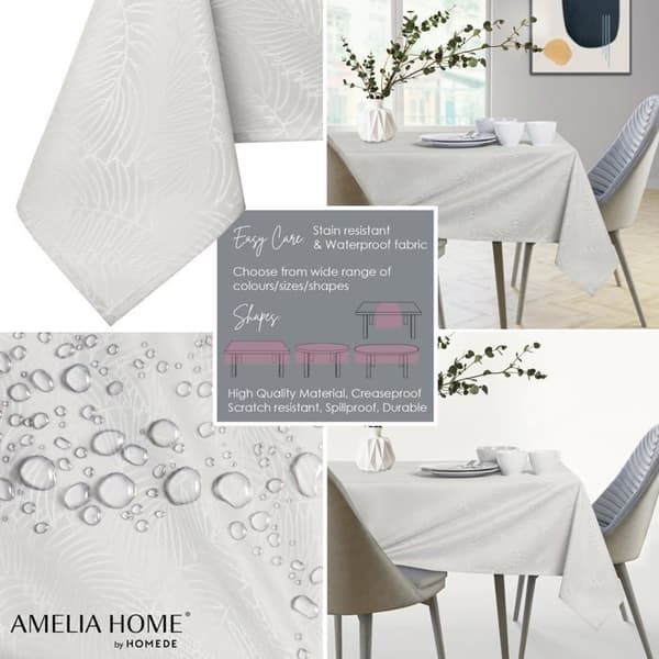Ameliahome - TCLOTH/AH/GAIA/HMD/CREAM/60X60 - Lotus Effect Bordsduk Vattenavvisande polyester Ecru Gaia 60x60 cm