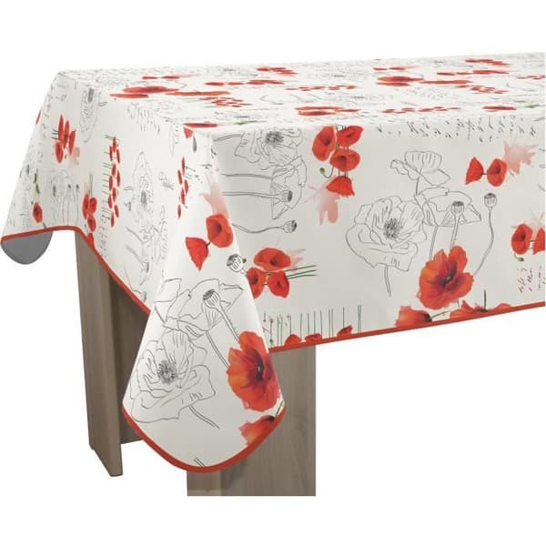 Poppies Red Anti-Stain Duk Fyrkantig Storlek 150x150 cm