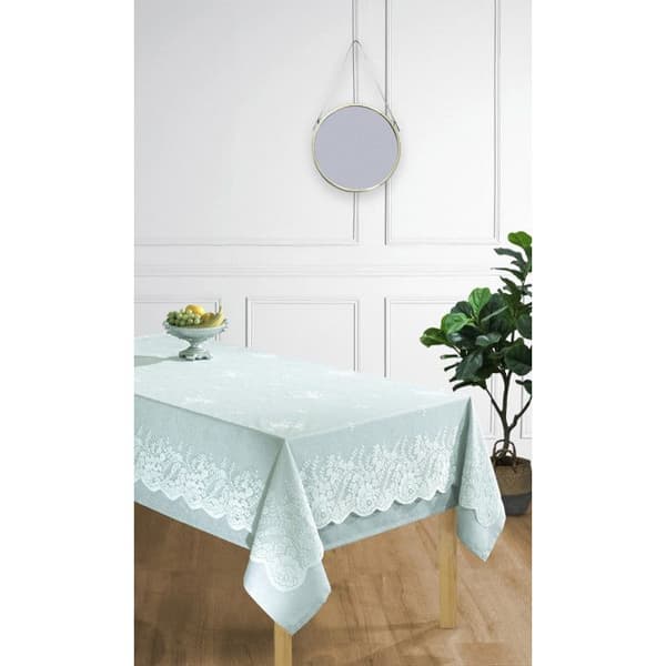 Fläckskyddsduk - Duka + Överduk Mint - Rektangulär duk 150 x 220 cm + Spetsöverduk 140 x 210 cm