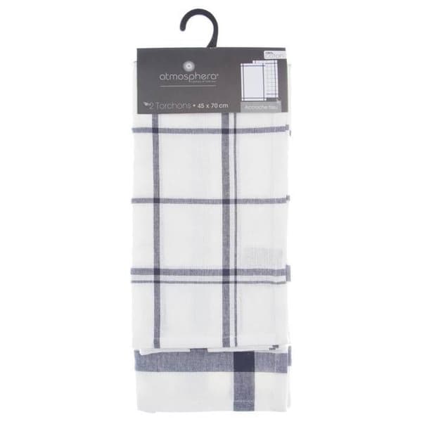 Disktrasor - ATMOSPHERA - Paket med 2 - 100% bomull - Blå och vit - 45x70 cm