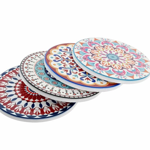 Underlägg DKD Home Decor Mandala 4 antal (10,8 x 10,8 x 0,7 cm)