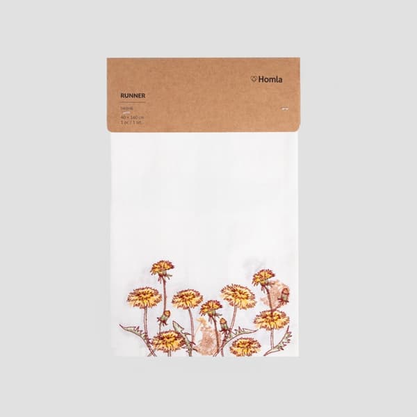 Slidbane | ENGBLOMSTER | med broderede mælkebøtter | 40x160 | 735103