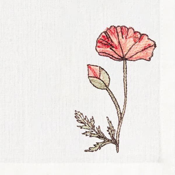 Sæt med 2 servietter | ENGBLOMSTER | med broderet valmue | 45x45cm | 735158